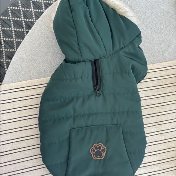 Other - Green Dog Puffer Jacket with Hood  size M/L